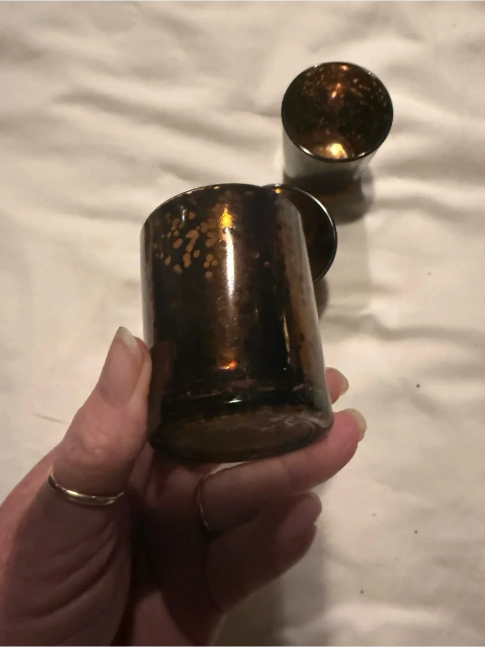 Amber Mercury Glass Votive Holders - Set of 3